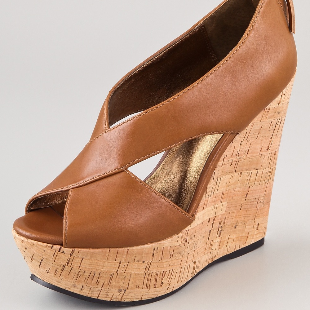 Pelle Moda Brown Leather Wedges Size 8